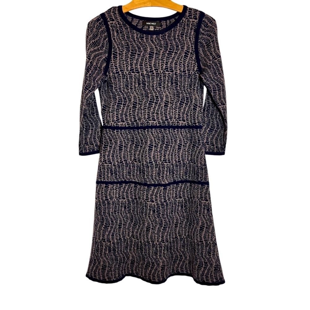 Nine West Small Long Sleeve Sweater Dress, Blue Purple